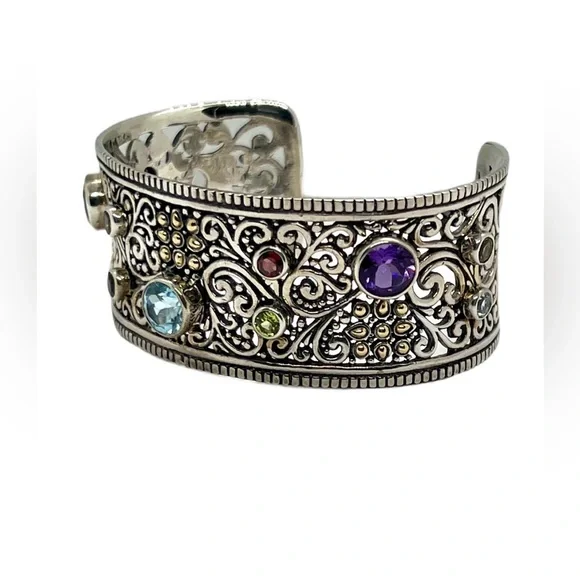 Samuel Benham 18K Yellow Gold Sterling Multi Gemstone Two Tone